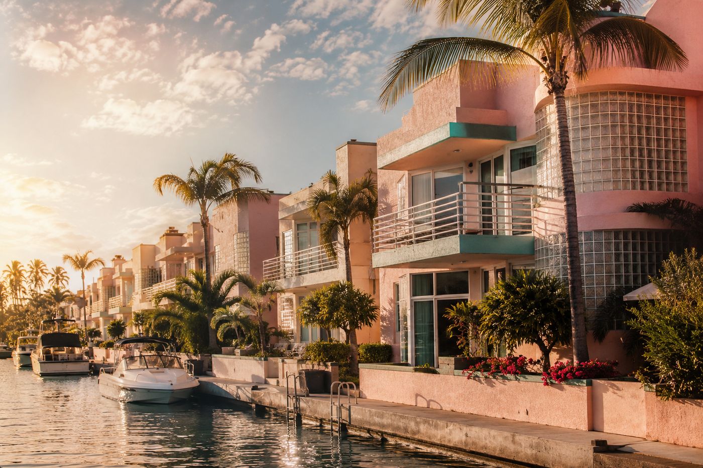 Waterfront canal homes in a Mandalay Bay-area neighborhood in Oxnard, California
