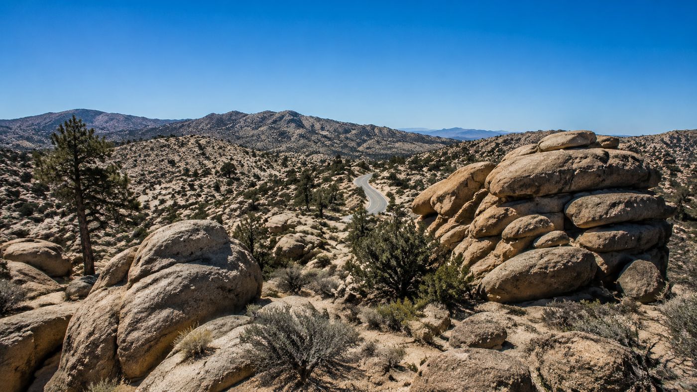 A rugged rocky desert landscape near Mountain Center, California
