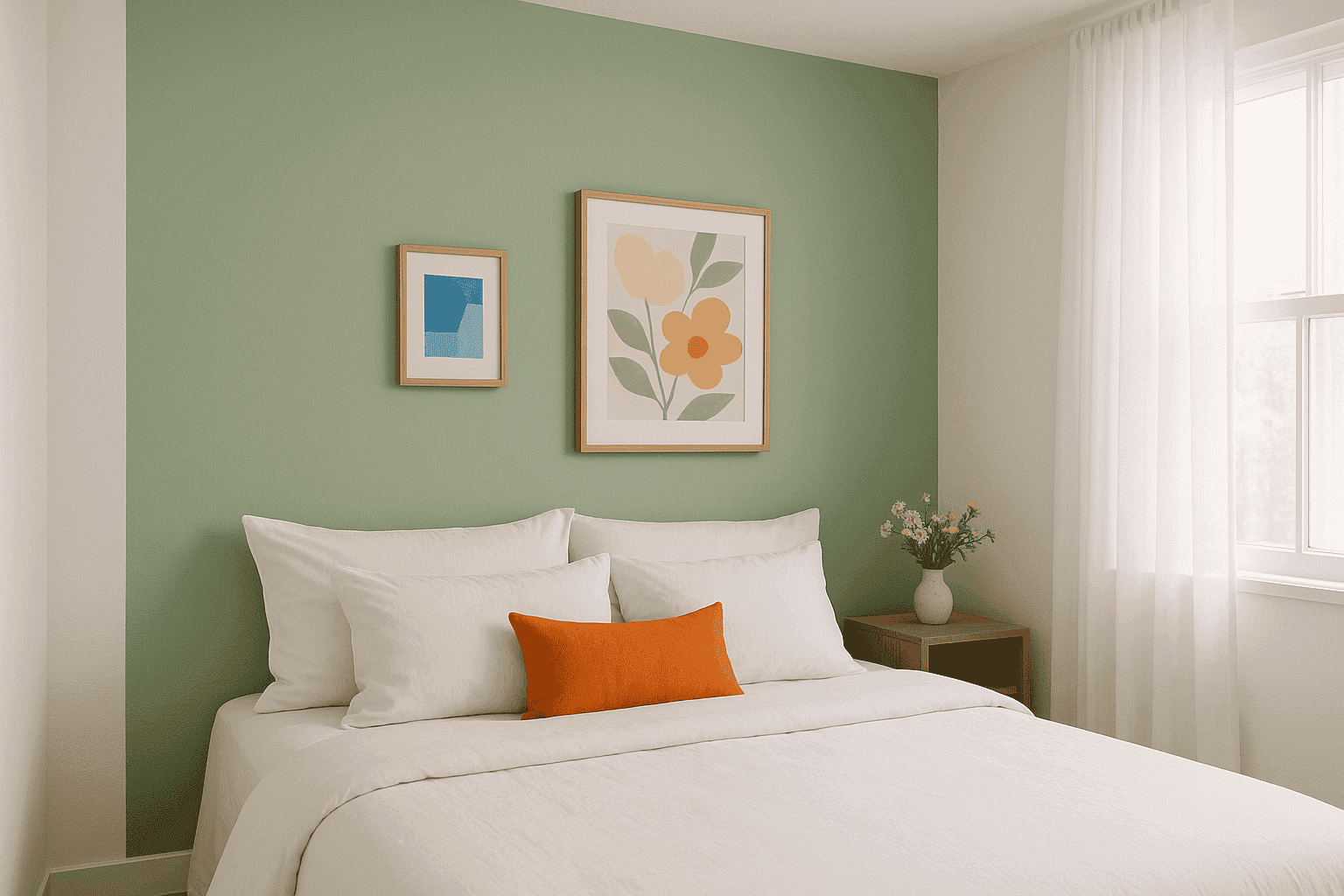 Beautiful pastel accent wall in a bright room