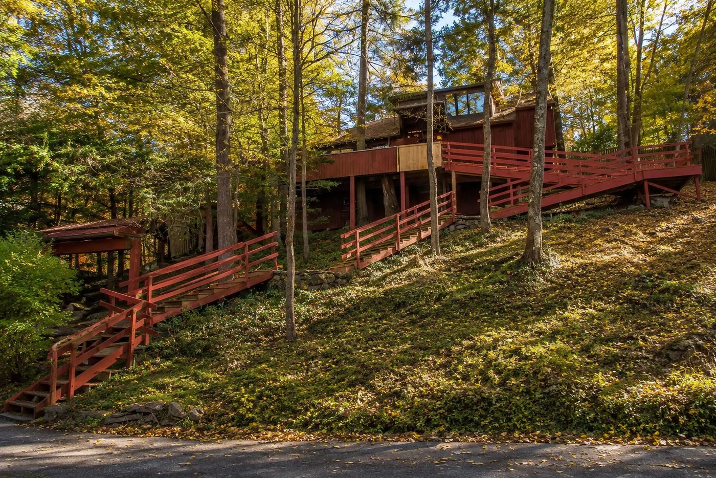 A wooded hillside neighborhood in State College, Pennsylvania