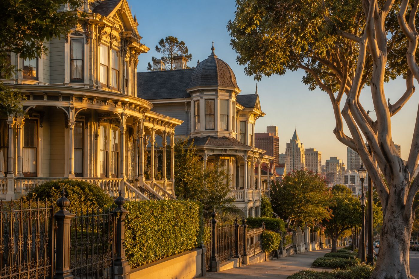 A historic Victorian-era neighborhood street in Banker's Hill, San Diego