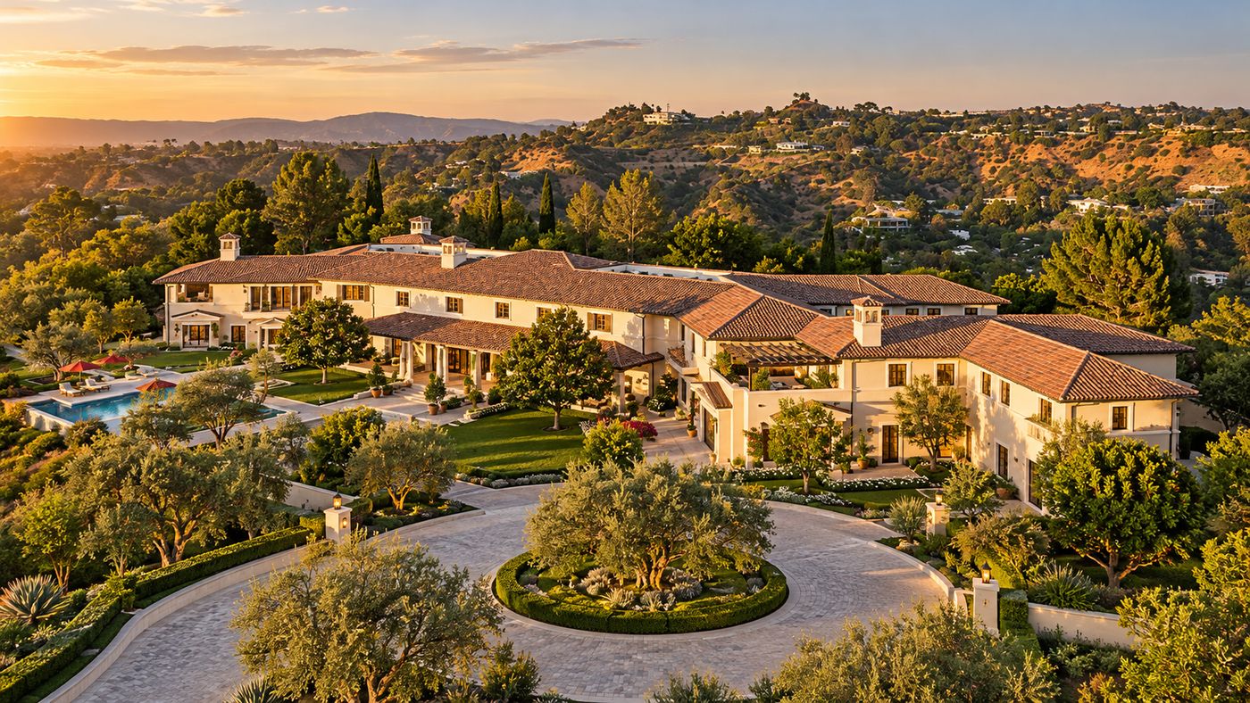 Gated Mediterranean-style estate on 22.5 acres in Beverly Ridge Estates, Beverly Hills, California