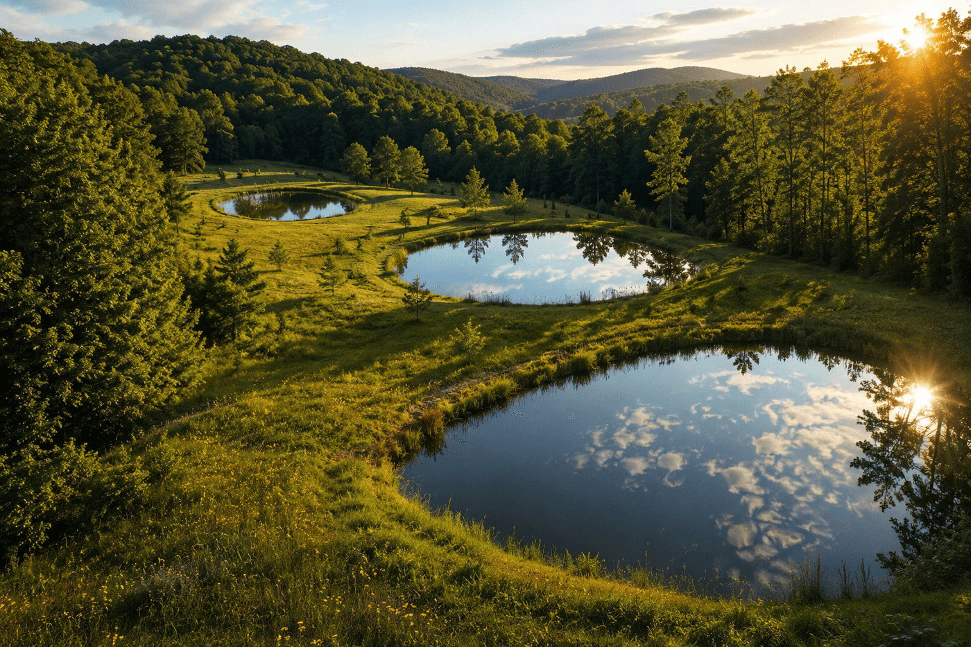Twenty acres of serene private land in the hills of Newport, Tennessee with spring-fed ponds and wooded surroundings