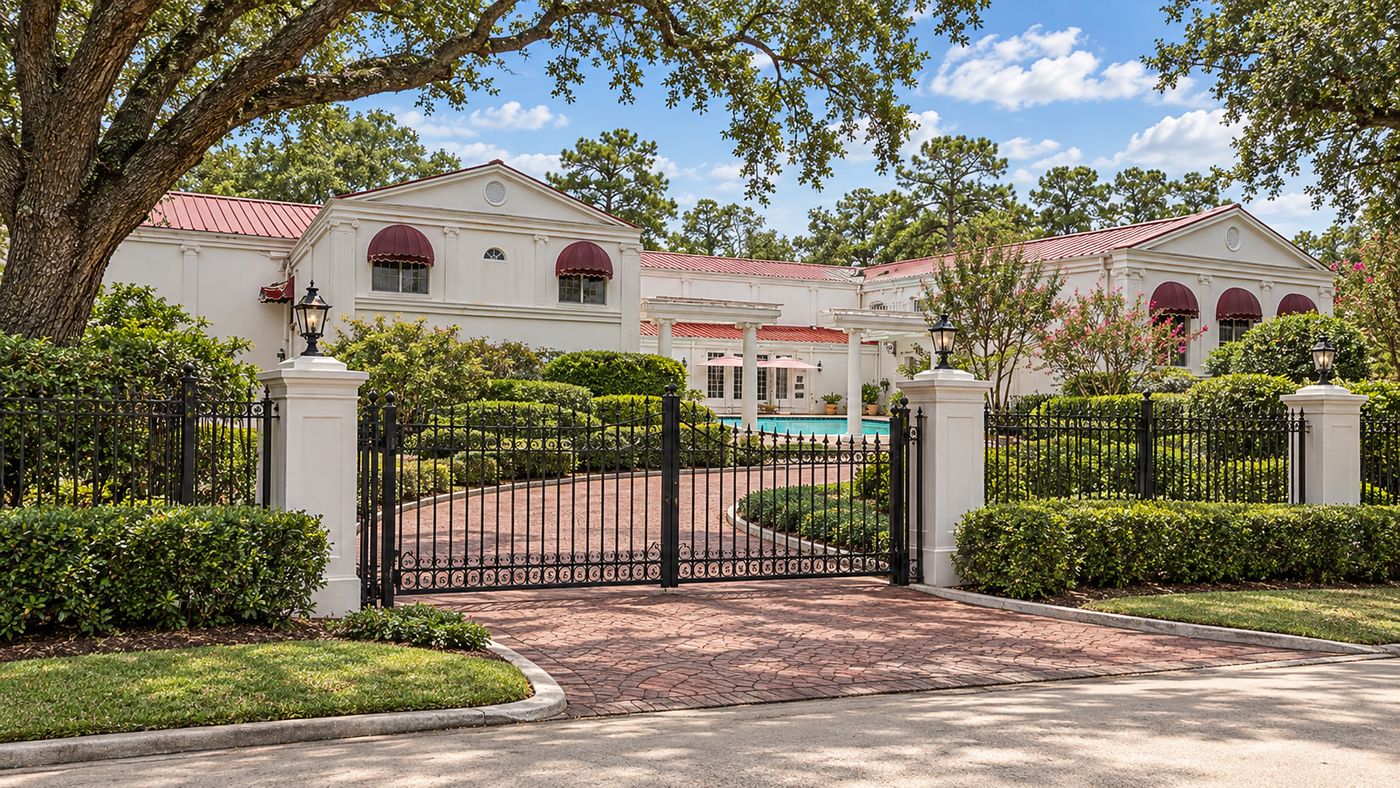 1980 Houston estate with marble columns and a pool in Farnham Park, Piney Point Village, Texas