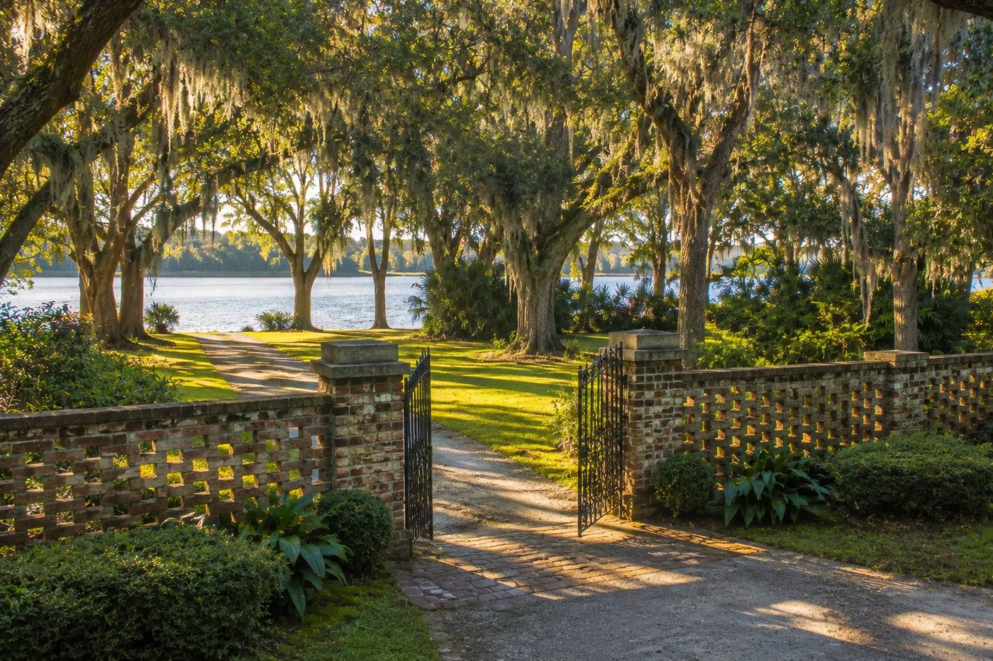 A tranquil lakefront estate setting near Goose Creek, South Carolina