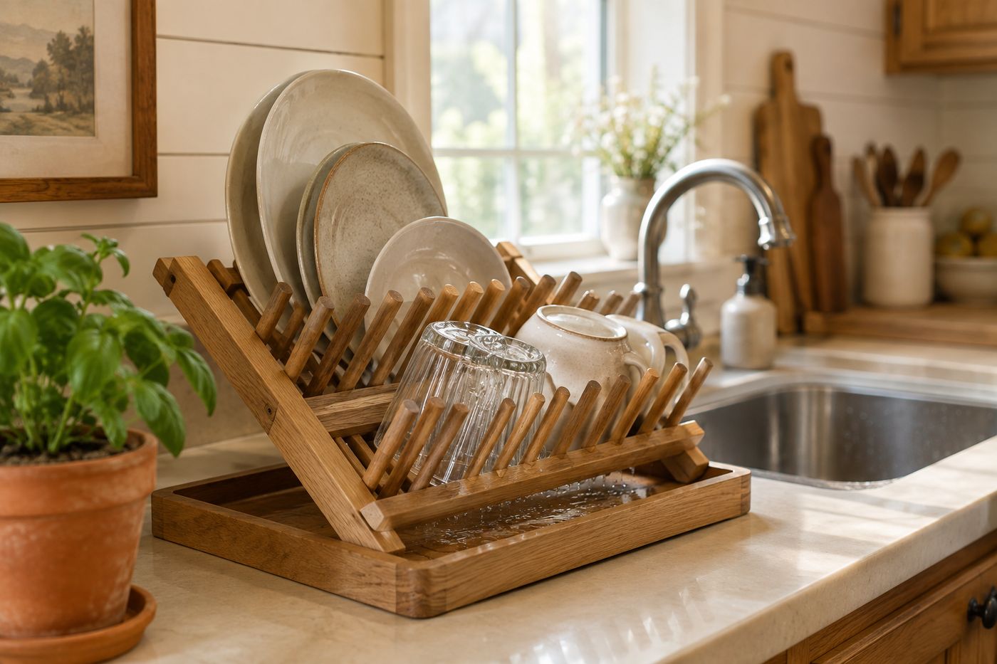 Diy Rustic Dish Rack Wooden Dish Rack: The Dowel Angle That Drains Right
